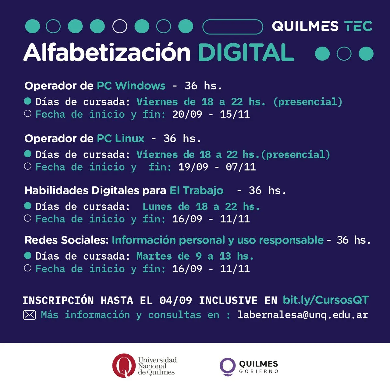 INSCRIPCIONES ABIERTAS PARA CURSOS GRATUITOS EN QUILMES TEC (1)