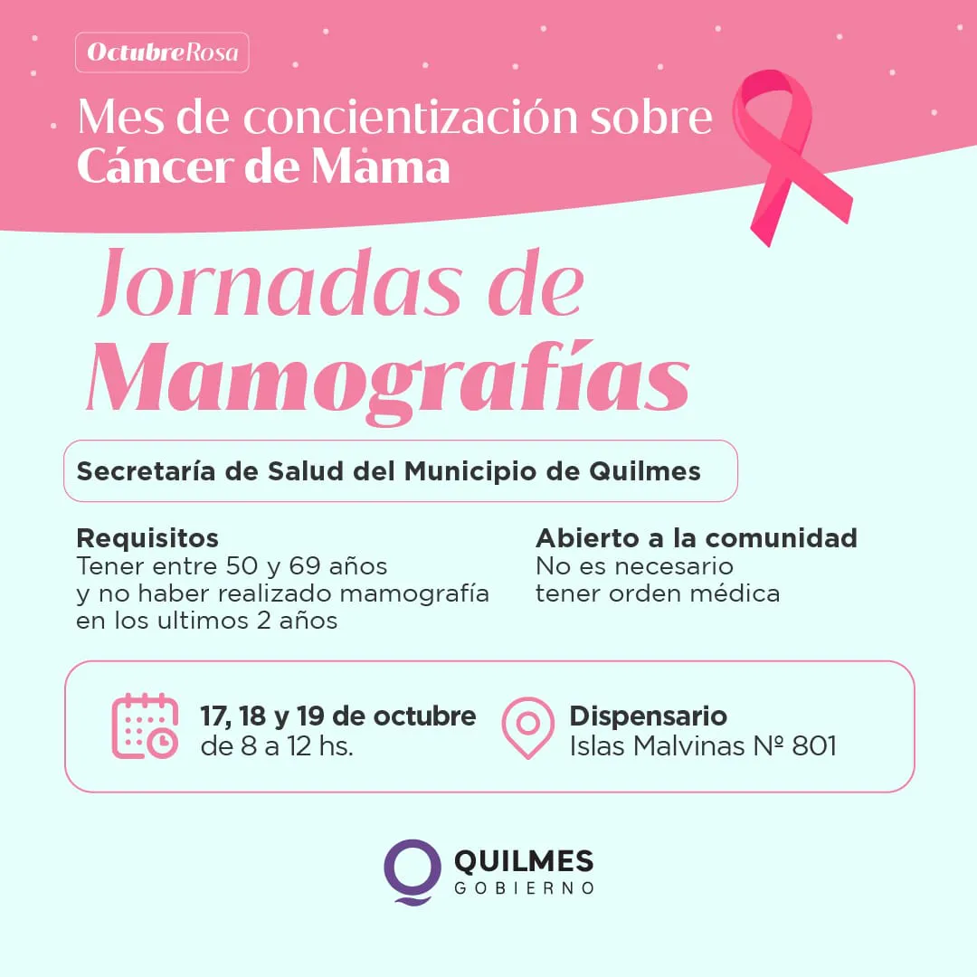 JORNADAS DE MAMOGRAFÍAS GRATUITAS Y ACTIVIDADES POR EL MES DE CONCIENTIZACIÓN SOBRE EL CÁNCER DE MAMA 1