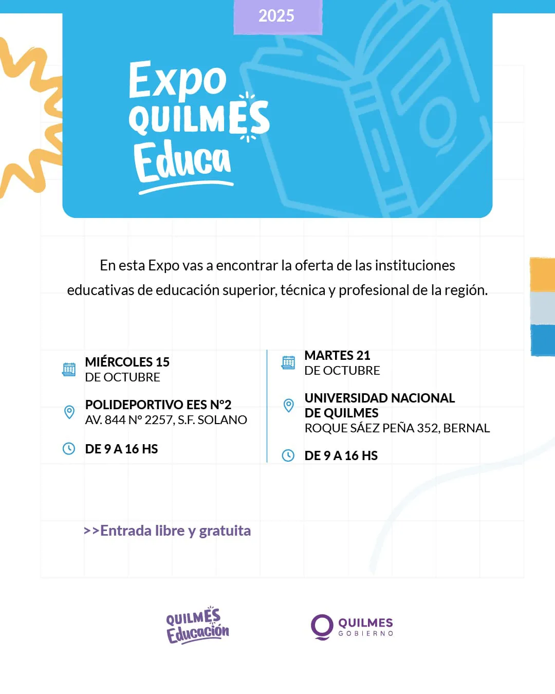 LLEGA LA 5ª EDICIÓN DE LA “EXPO QUILMES EDUCA 2025” PARA ALUMNOS DE ESCUELAS SECUNDARIAS