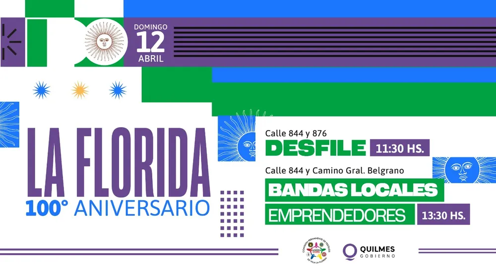 EL MUNICIPIO DE QUILMES INVITA A LAS Y LOS VECINOS A LOS FESTEJOS POR EL 100º ANIVERSARIO DE VILLA FLORIDA CON EL CIERRE A PURA CUMBIA DE LA SONORA MASTER 1