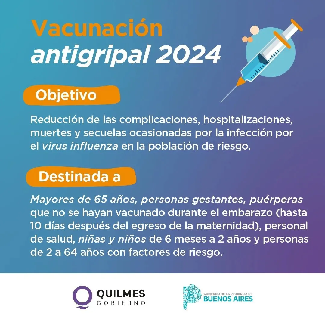 COMENZÓ LA CAMPAÑA DE VACUNACIÓN ANTIGRIPAL 2024 EN LOS CENTROS DE SALUD DE QUILMES 1