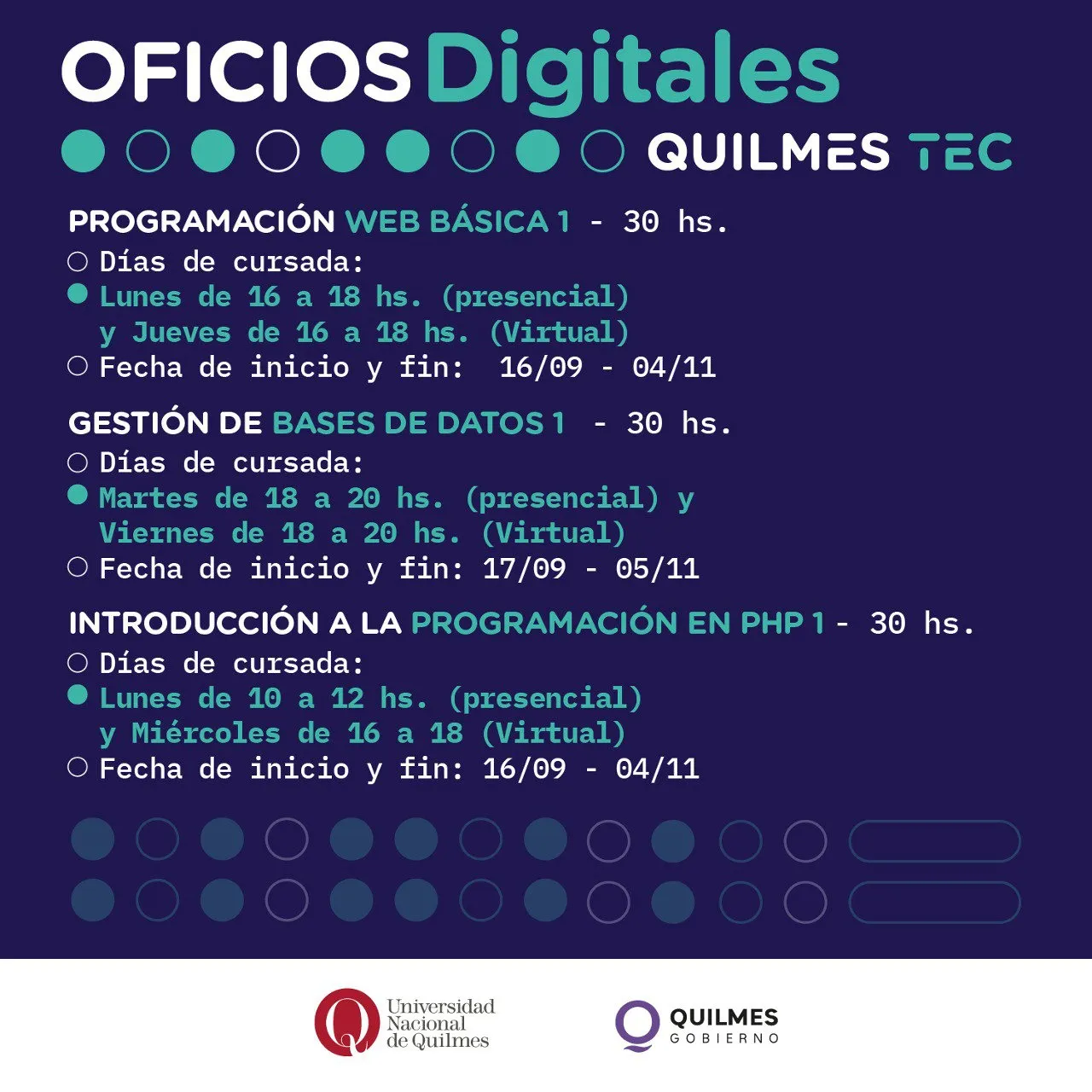INSCRIPCIONES ABIERTAS PARA CURSOS GRATUITOS EN QUILMES TEC (3)