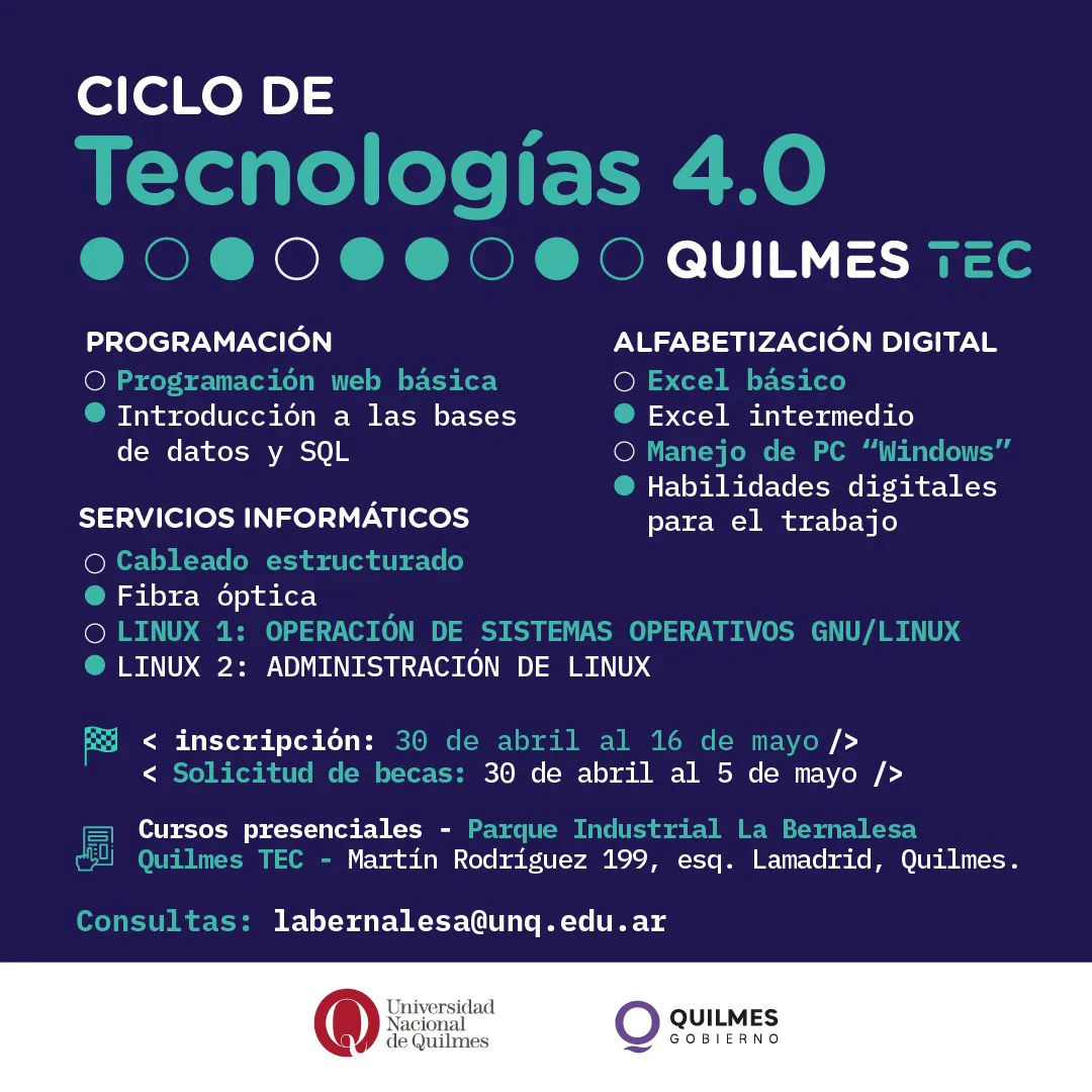SE ENCUENTRA ABIERTA LA INSCRIPCIÓN PARA EL CICLO DE TECNOLOGÍAS 4.0 (1)